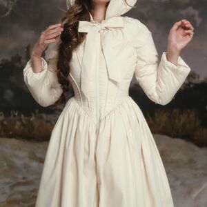 Brand new Lacemade puffer corset coat hooded size M white cream